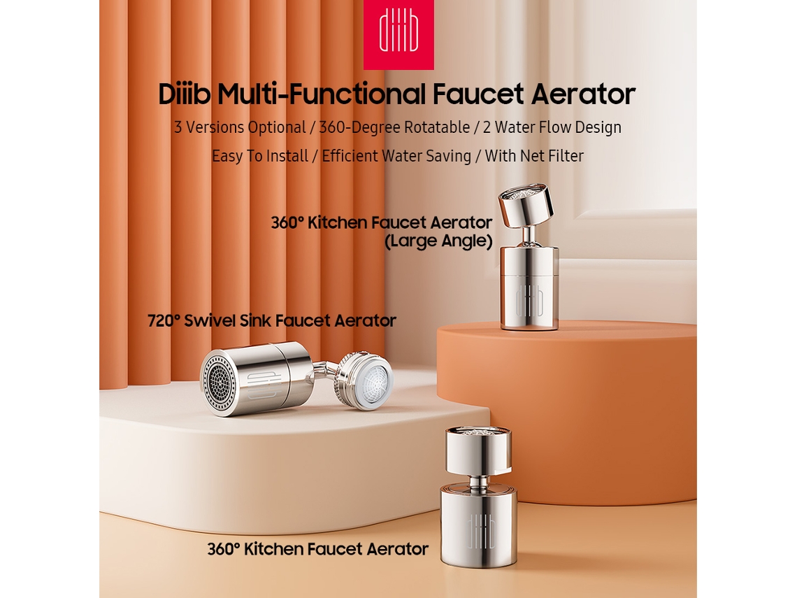 Aerador De Grifo Diiib Giratório 360°/720° Com Dois Modos De Aspersão Para Banheiro E Cozinha