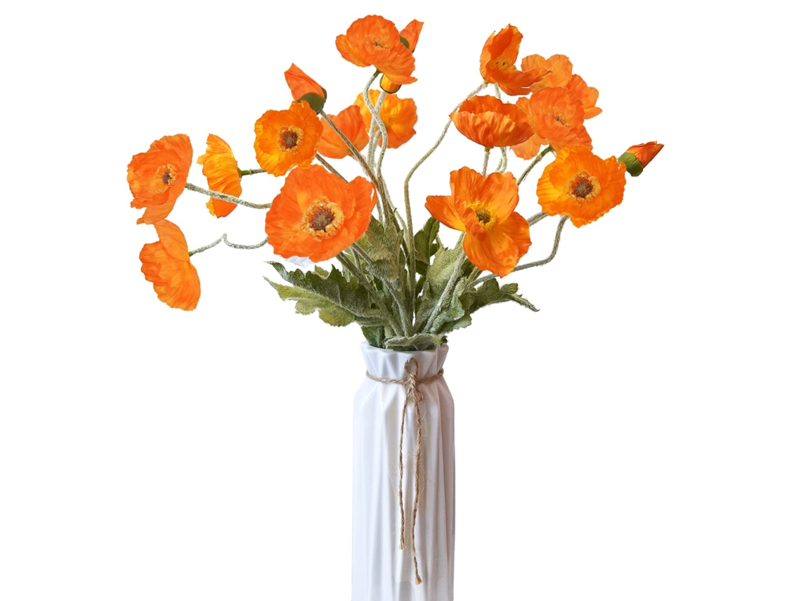 Flores Artificiais 5 Peças De Papoulas Flores Artificiais De Seda Para Casa Escritório Casamento Decoração Ao Ar Livre Ehstmind (laranja)