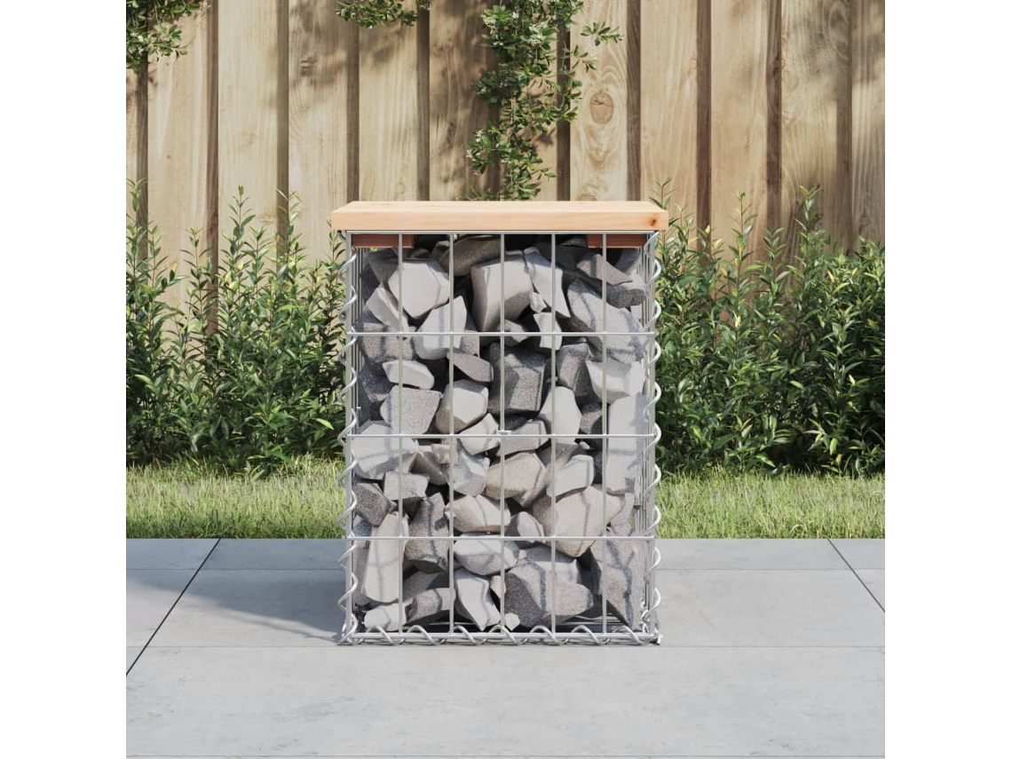 Vidaxl Banco De Jardim C/ Design Gabião 33x31x42 Cm Pinho Maciço
