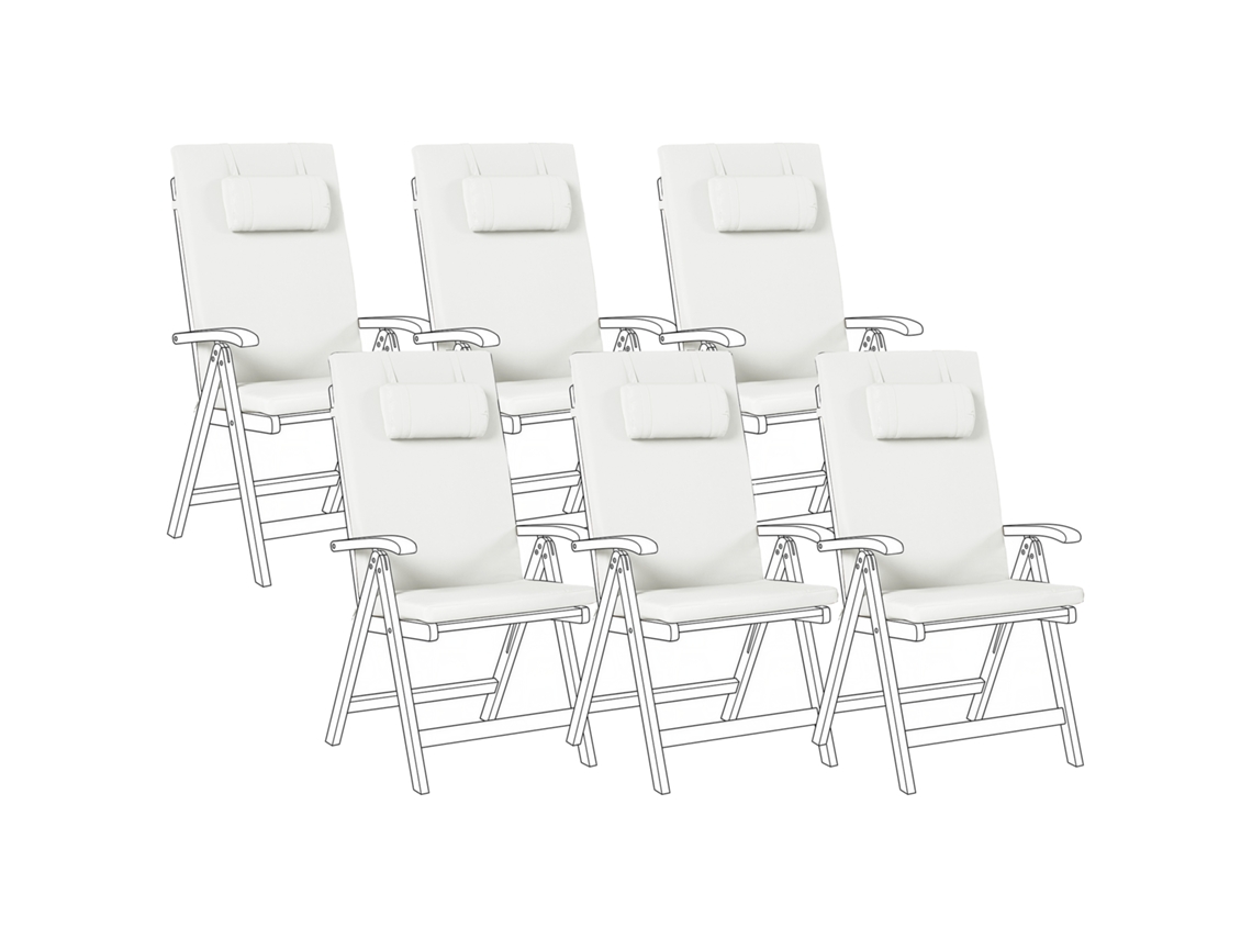 Conjunto De 6 Almofadas De Encosto Beliani Java/amantea Premium De Poliéster Branco Creme 50x45x71