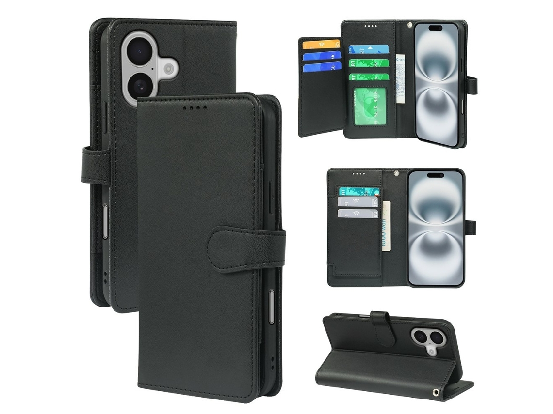 Capa Carteira Skalo Para Iphone 17 Com 9 Compartimentos - Preta