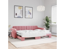 Vidaxl Sofá-cama Com Gavetão 80x200 Cm Veludo Rosa