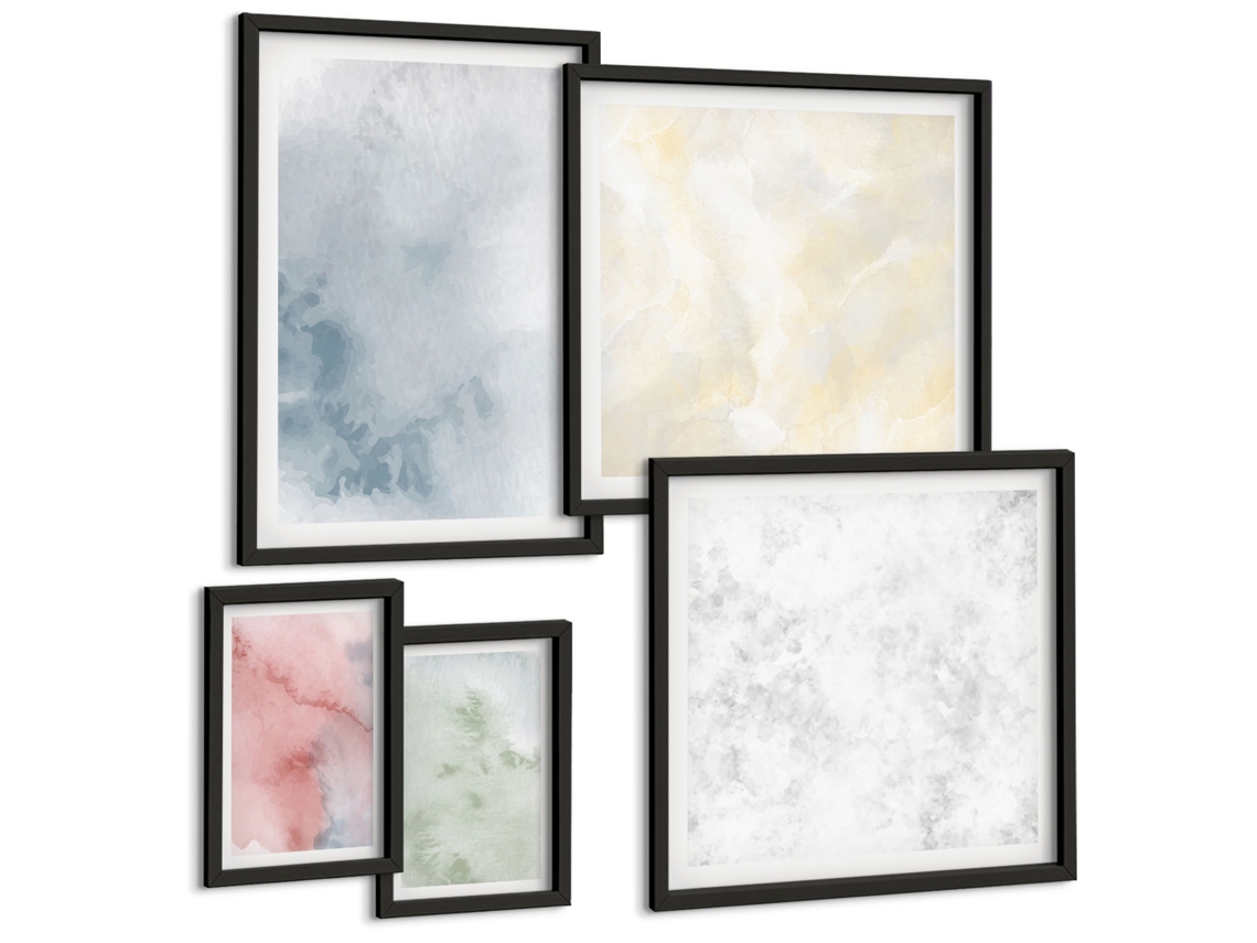 Conjunto De Pinturas Aquarelas Pastel Na Tela Espelharte (5 Peças)