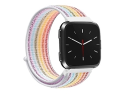 Lurelia Pulseira De Nylon Universal, Compatível Com Fitbit Versa 1/ 2 Listras Arco - Íris