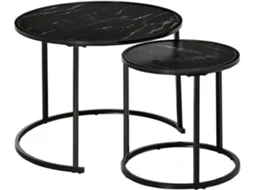 Conjunto De 2 Mesas Auxiliare Aço E Mdf Cor Preto 60x60x46 Cm Homcom