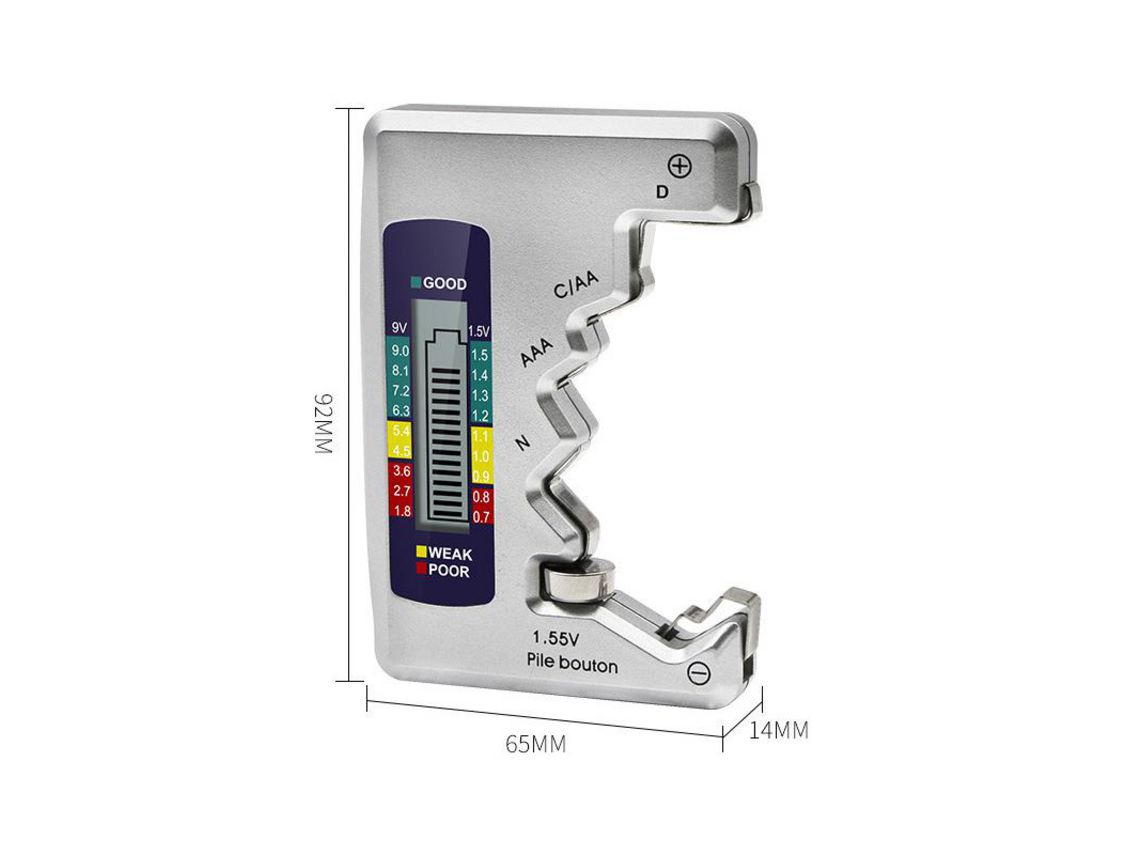 Testador de Bateria Visor Lcd Aa/Aaa/C/D/9V/1,5V Célula de Botão 18650