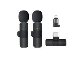 Microfone de Lapela Sem Fio com Redução de Ruído para Iphone Ipad Android Pc para Gravação de Entrevista em Vlog Ao Vivo