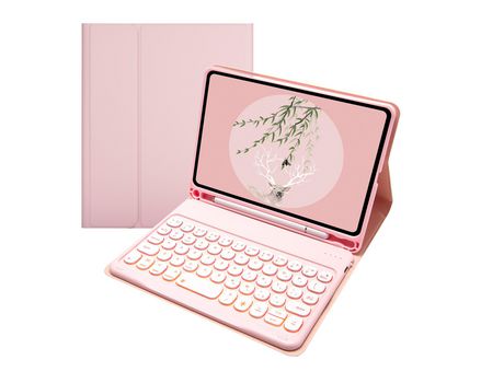 Capa e Teclado Bluetooth YKCLOUD Ts006D para iPad Mini6 (Inglês - Rosa)