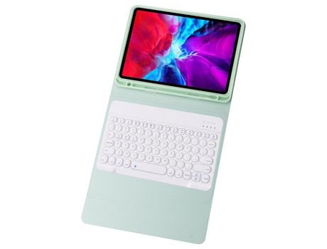 Capa e Teclado Bluetooth YKCLOUD Ym12 para iPad 10.22021/2020/2019/iPad Air 10.5/iPad Pro10.5 (Inglês - Verde)