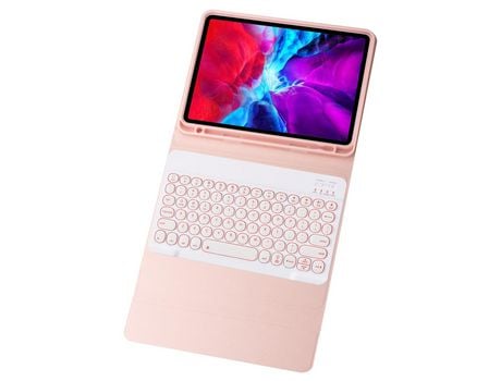 Capa e Teclado Bluetooth YKCLOUD Ym12D para iPad 10.22021/2020/2019/iPad Air 10.5/iPad Pro10.5 (Inglês - Violeta)