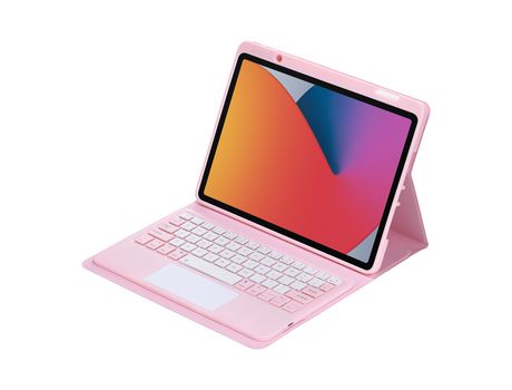 Capa e Teclado Bluetooth YKCLOUD B3011C para iPad Air4 2020 10.9/iPad Pro112021/2020/2018 (Inglês - Rosa)