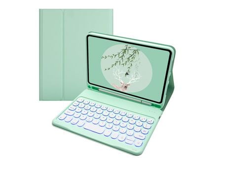 Capa e Teclado Bluetooth YKCLOUD Ts006D para iPad Mini6 (Inglês - Verde)
