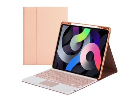 Capa e Teclado Bluetooth YKCLOUD Hk132C para iPad Pro12.92021/2020/2018 (Inglês - Rosa)