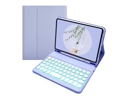 Capa e Teclado Bluetooth YKCLOUD Ts006D para iPad Mini6 (Inglês - Violeta)