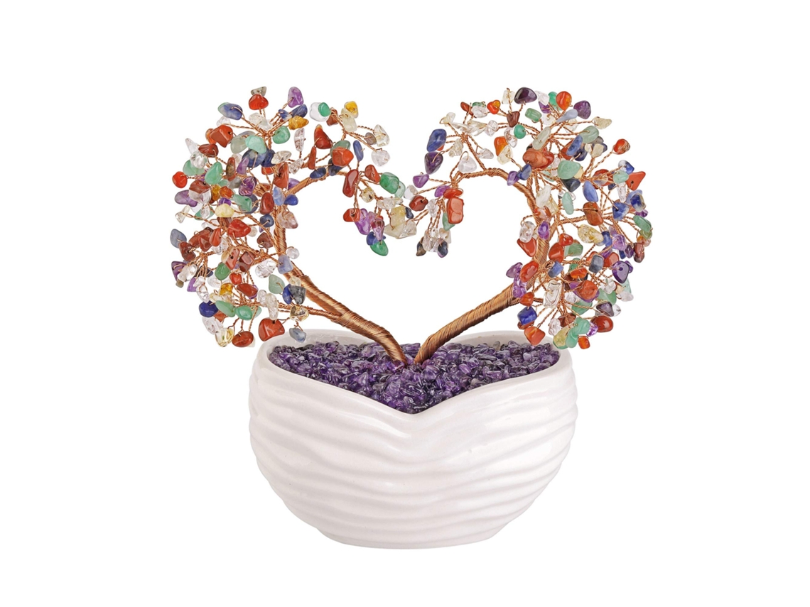 Árvore de Dinheiro de Cristal de Quartzo Rosa com Corações Ornamento de Bonsai NEVEANCE