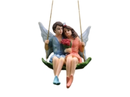 Figura De Anjo Amante Em Resina Para Decoração De Jardim Pendente Miniatura Fada Flor Estátua