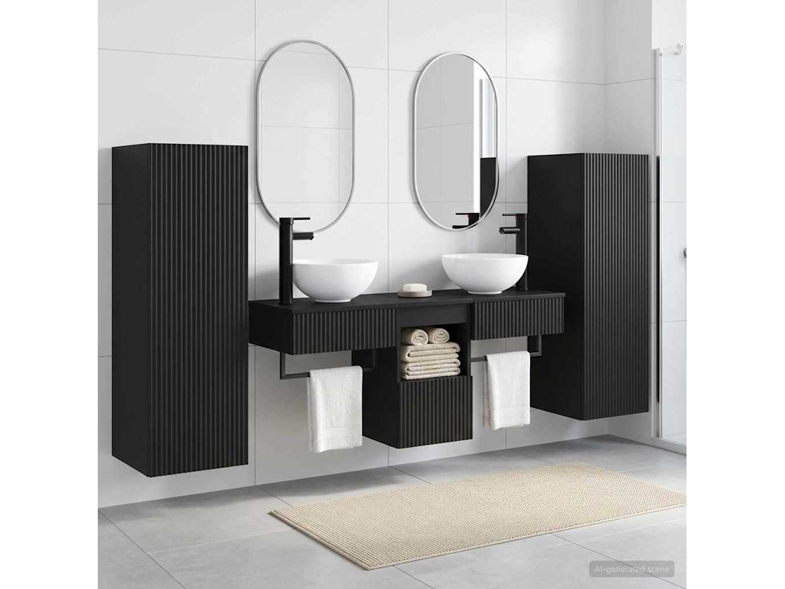 Vidaxl Conjunto De Móveis Para Banheiro 5 Unid. Preto