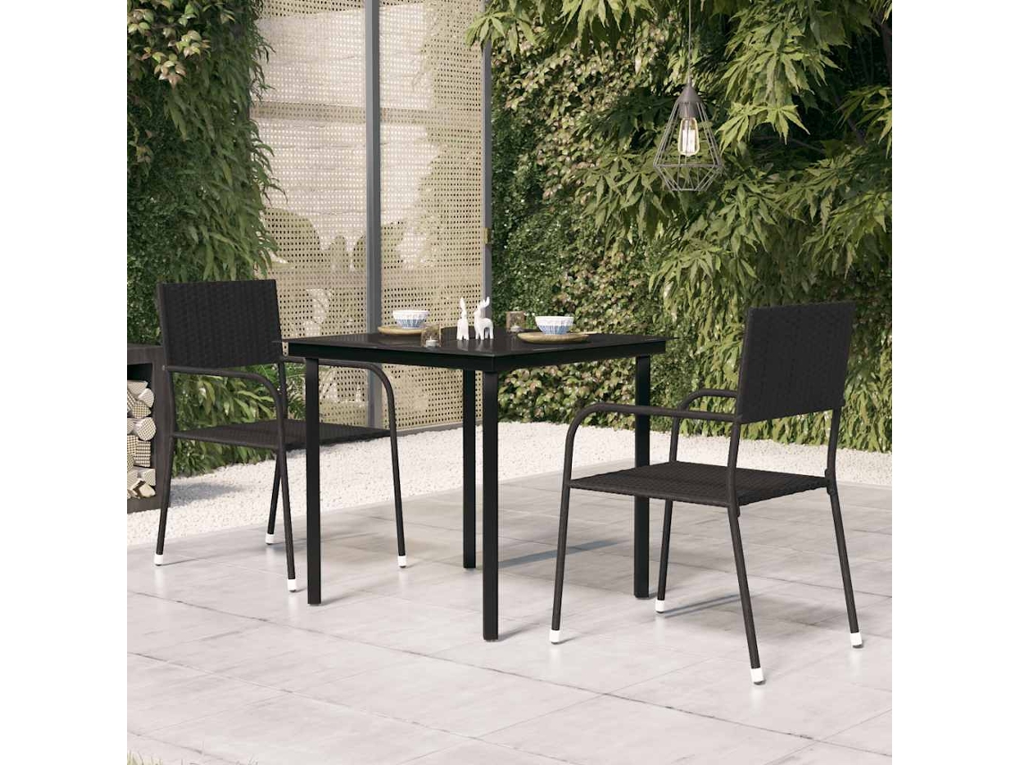 Vidaxl Mesa De Jantar Para Jardim 80x80x74 Cm Aço E Vidro Preto