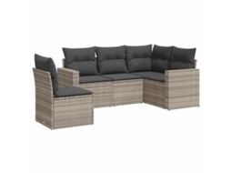 Conjunto de 5 Sofás Jardim com Almofadões Vime Pe Cinzento Claro MAISON EXCLUSIVE (5 pcs)