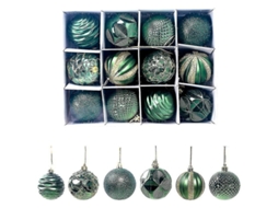 12 Adornos De Navidad De Plástico Inquebrantable Para Árbol De Navidad Con Caja Regalo Reutilizable 5.99cm Para Fiestas Y Vacaciones Verde