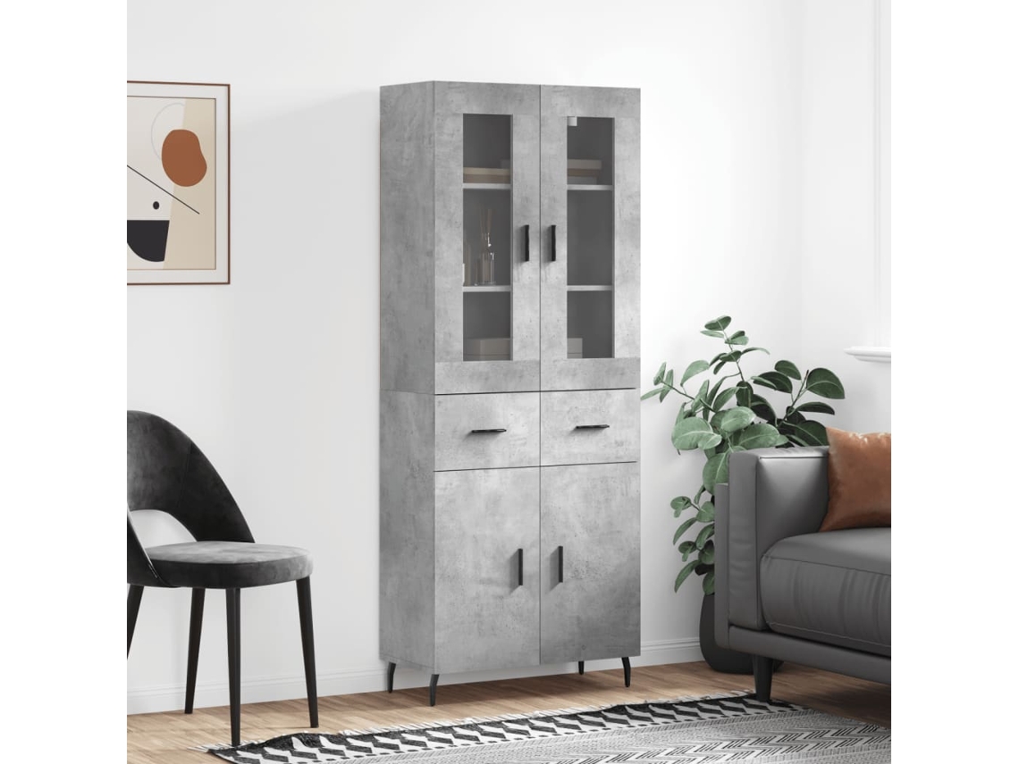 Vidaxl Armário Alto 69,5x34x180 Cm Derivados De Madeira Cinza Cimento
