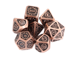 Primerox 7pcs Dados Metálicos Poliédricos com Padrão de Engrenagem para Jogos de Tabuleiro e Rpg