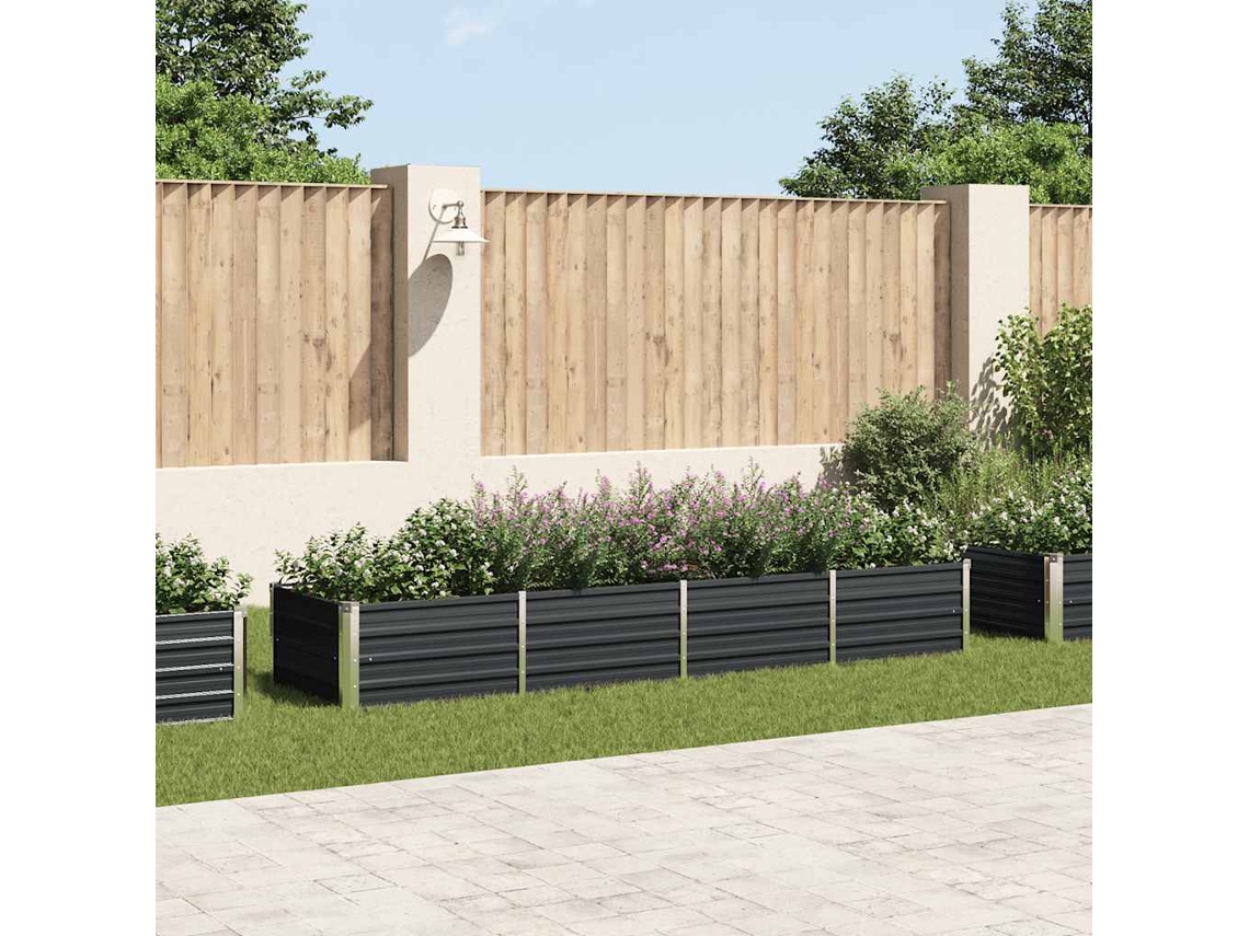 Floreira Canteiro Elevado Jardim HarlanV1 (320x80x45 cm) em Aço Galvanizado Antracite