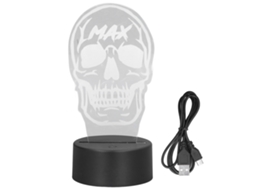 Lâmpada Led 3d Caveira 7 Cores Toque Usb Noite