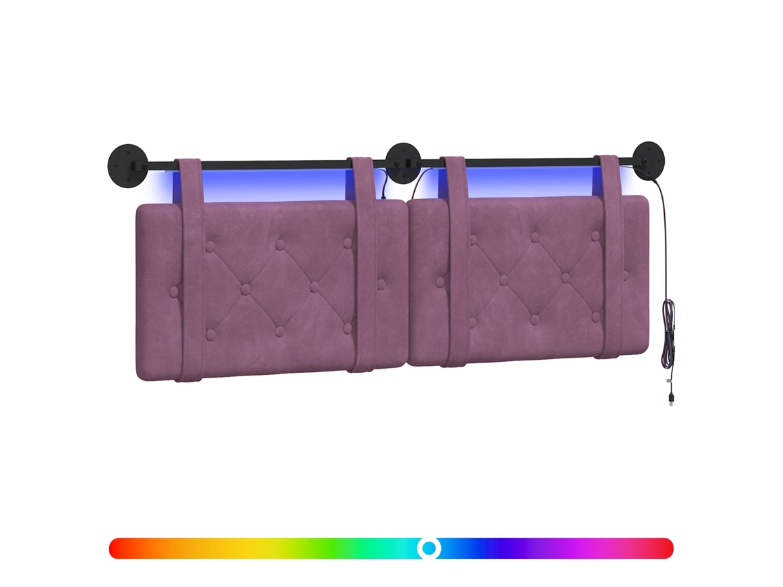 Conjunto 1 Cabeceira Suspensa Vidaxl Roxo Veludo (130 X 55 X 5 Cm)
