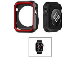 Capa Military + Película de Hydrogel PHONECARE Apple iWatch Series SE - 40mm Preto e Vermelho