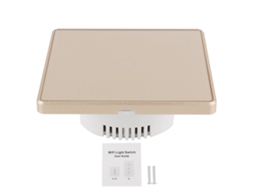 Interruptor Inteligente Touch Dourado Universal com Controle Remoto Wireless WiFi 800W Google Home Siri YURU
