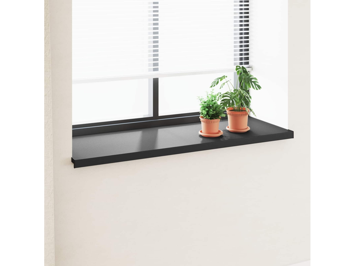 Vidaxl Soleira De Janela Preto Com Veios De Madeira 160 X 50 X 4,5 Cm