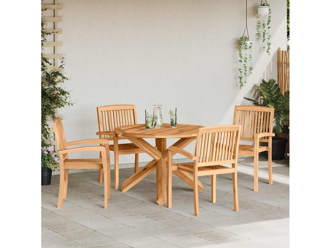Vidaxl Conjunto De Jantar Para Jardim 5 Unid. Natural