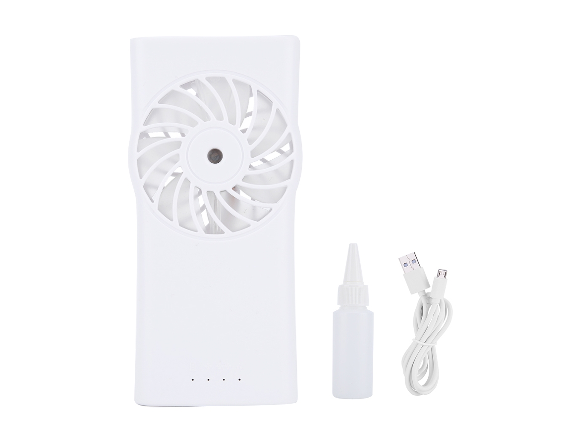 Ventilador Portátil Mini com Spray Usb Recarregável Branco
