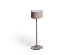 Candeeiro De Mesa Led Portátil Exterior Com Bateria Usb Recarregável Em Metal Mounka Round Taupe