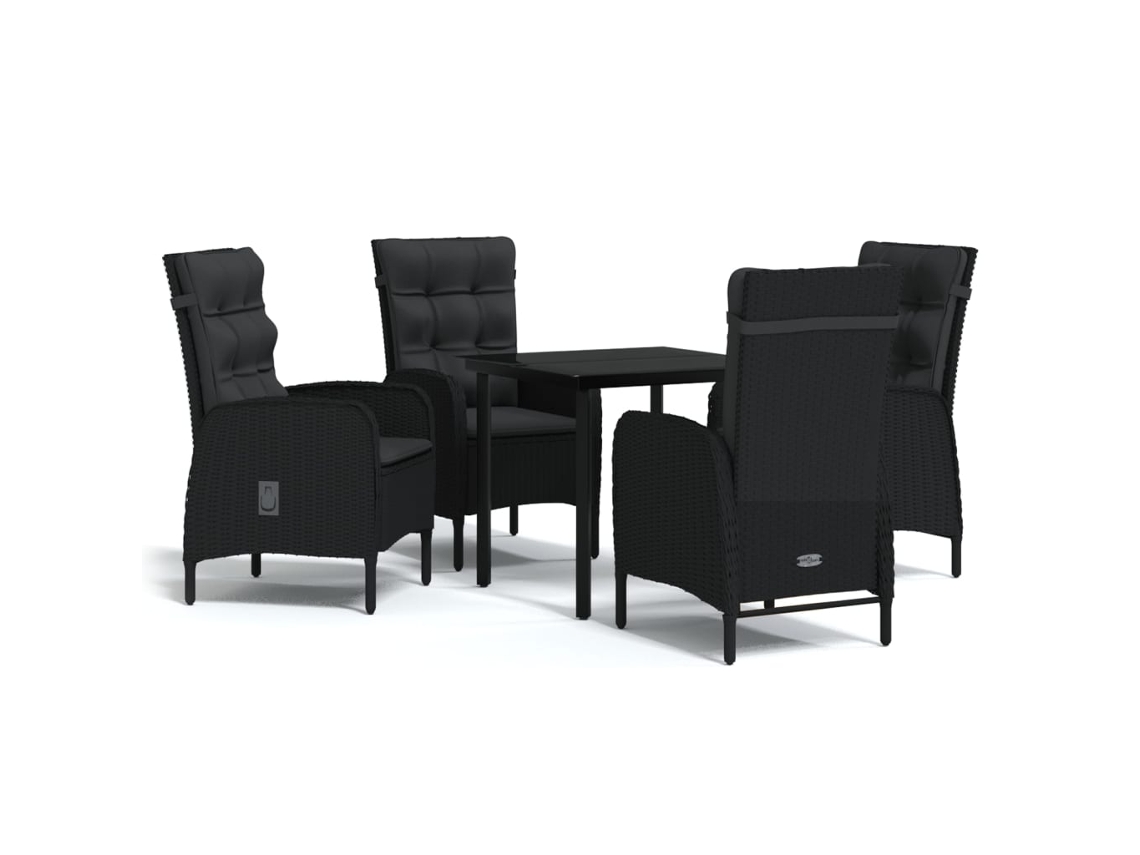 Garden Dining Set, Garden Dining Sets Vidaxl Preto Rattan / Vime (80 Cm Table Length)