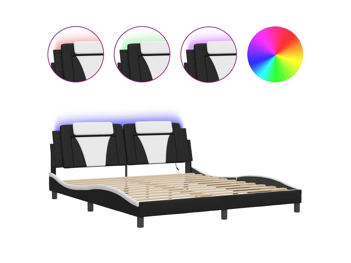 Bed Frame, Bed Frames Vidaxl Preto Couro Artificial (180 X 200 Cm)