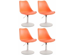 Conjunto de 4 cadeiras de jantar em plástico Maverick laranja/branco CLP