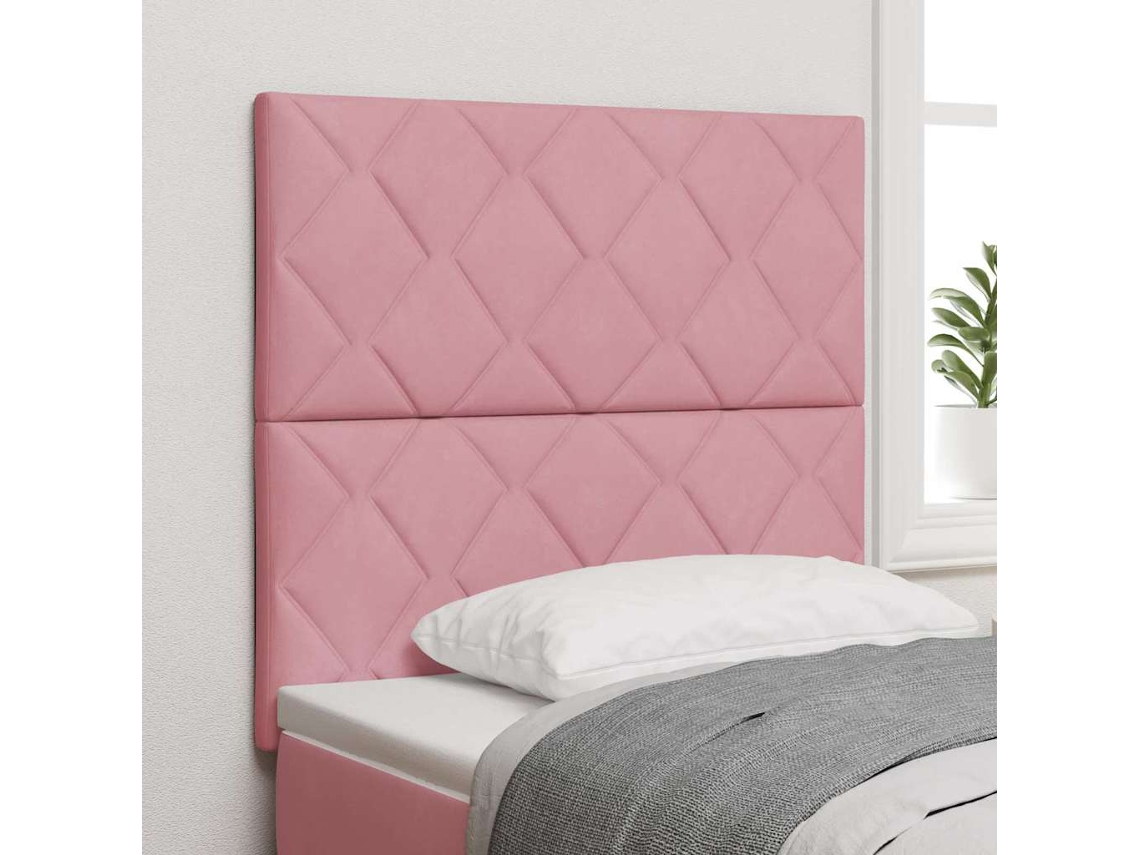 Vidaxl Cabeceira Led Rosa 90 Cm Veludo