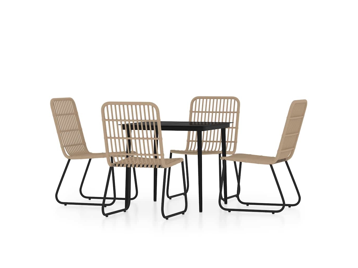 Dining Set, Dining Sets Vidaxl Preto Aço (mesa Com 80 Cm De Comprimento)