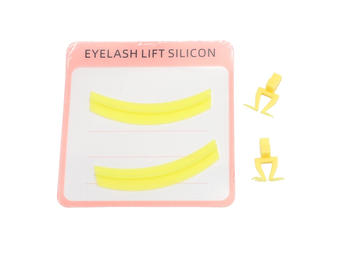 Almofada de silicone amarela para extensão e lifting de cílios.