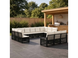 Vidaxl Conjunto De Sofá De Jardim 13 Unid. Preto Vime Pe
