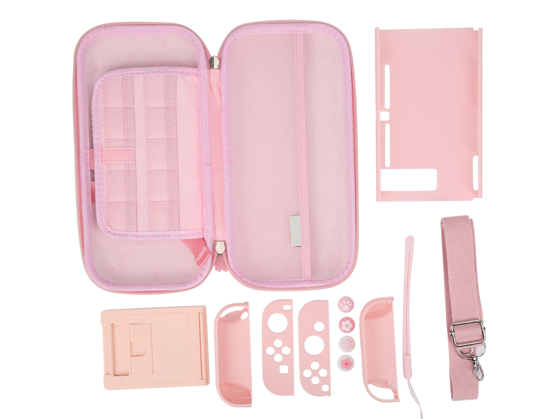 Ats bolsa de Armazenamento Portátil e Protetor de Tela Acessórios de Proteção para Console Nintendo Rosa