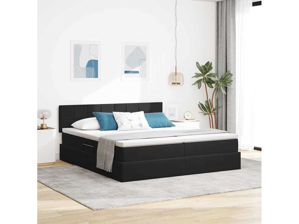 Vidaxl Cama Com Armazenamento Com Cabeceira 2 Unid. Preto