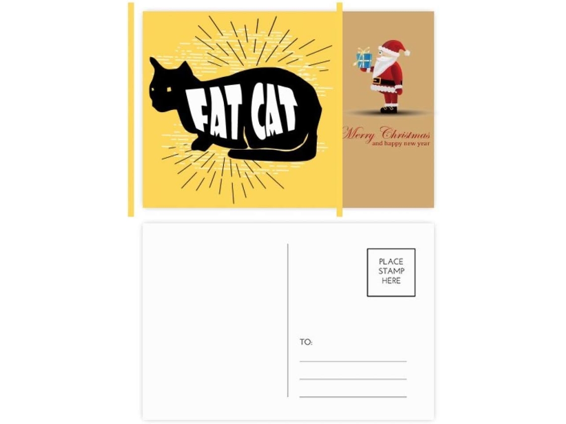 Conjunto de 20 Cartões postais em Formato Gato Preto com a Silhueta do Papai Noel. 14,6 X 9,8 Cm