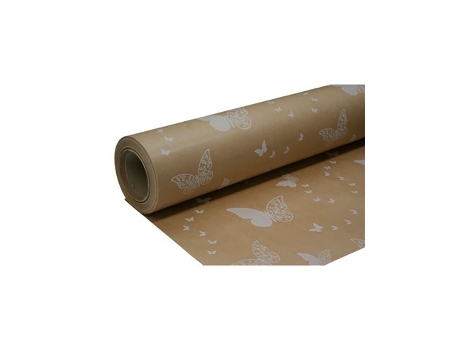 Rolo De Papel De Embrulho Marrom Com Estampa De Borboleta Basics (70 Cm X 50 Metros)