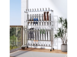Vidaxl Sapateira Com Rodas 89x27x120 Cm Prateado