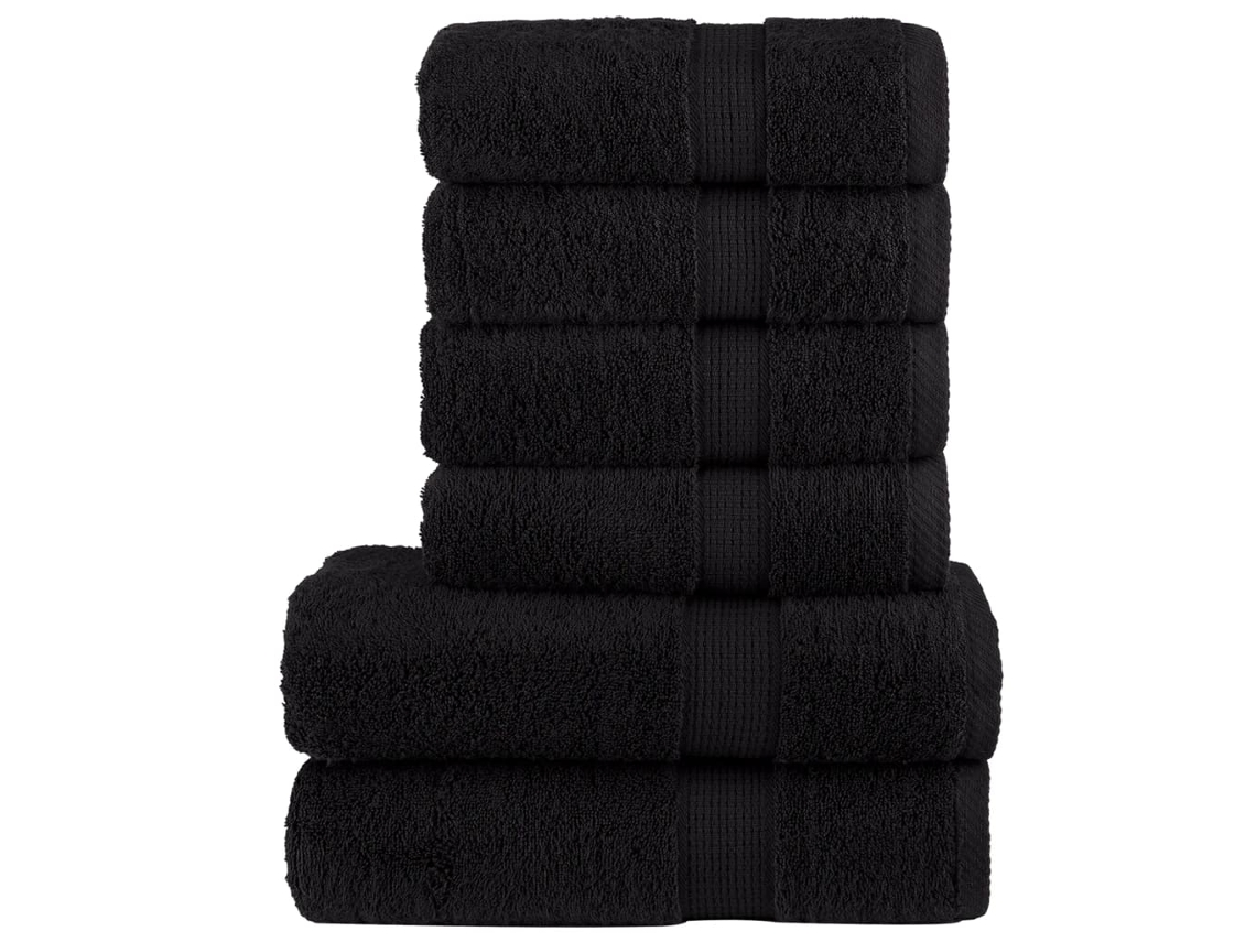 Vidaxl 6pcs Conjunto Toalhas Banho Premium Solund 600 Gsm Preto