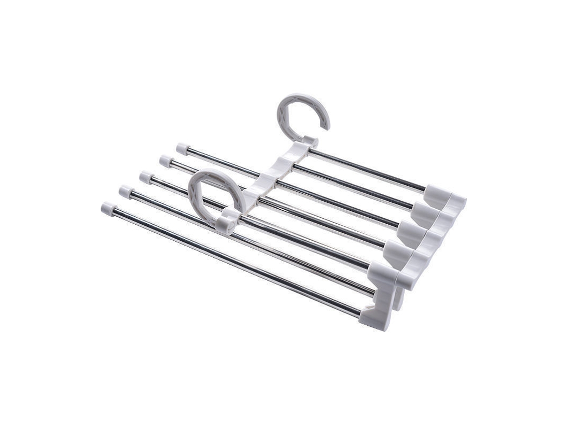 Cabideiro Multifuncional De Cinco Níveis Para Calças, Em Aço Inoxidável, Com Várias Camadas Para Otimizar O Espaço.