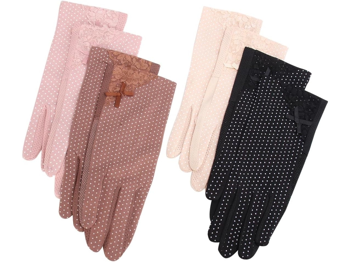 De 4 Pares De Luvas Femininas Finas De Renda, Compatíveis Com Telas Sensíveis Ao Toque, Leves E Com Proteção Uv.